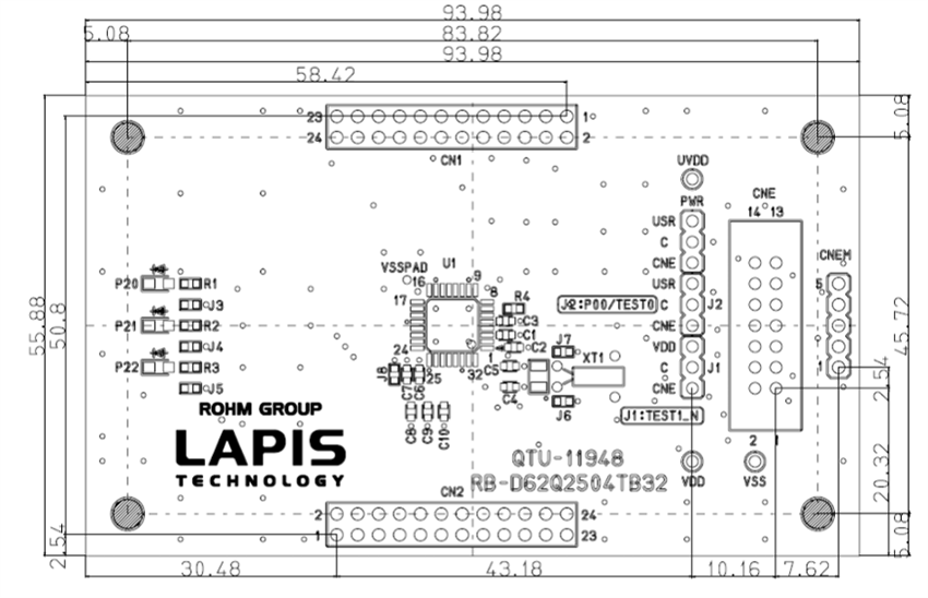 Technische Zeichnung - ROHM Semiconductor RB-D62Q2504TB32 Referenzboard